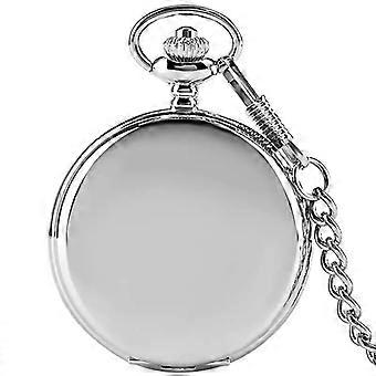 Black Smooth Steampunk Pocket Watch Stainless Steel Pendant 30CM Chain With Box P200C+W