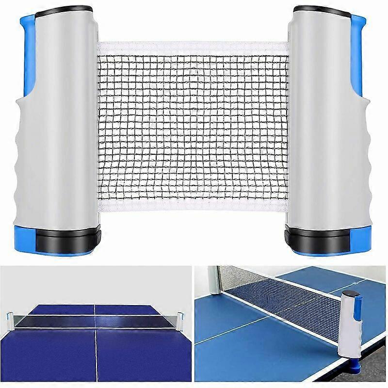 DWW-(Gray and Blue) Table Tennis Net, Portable and Adjustable Retractable Table Tennis Net for Table Tennis Table, Office, Kitchen or Dining Table