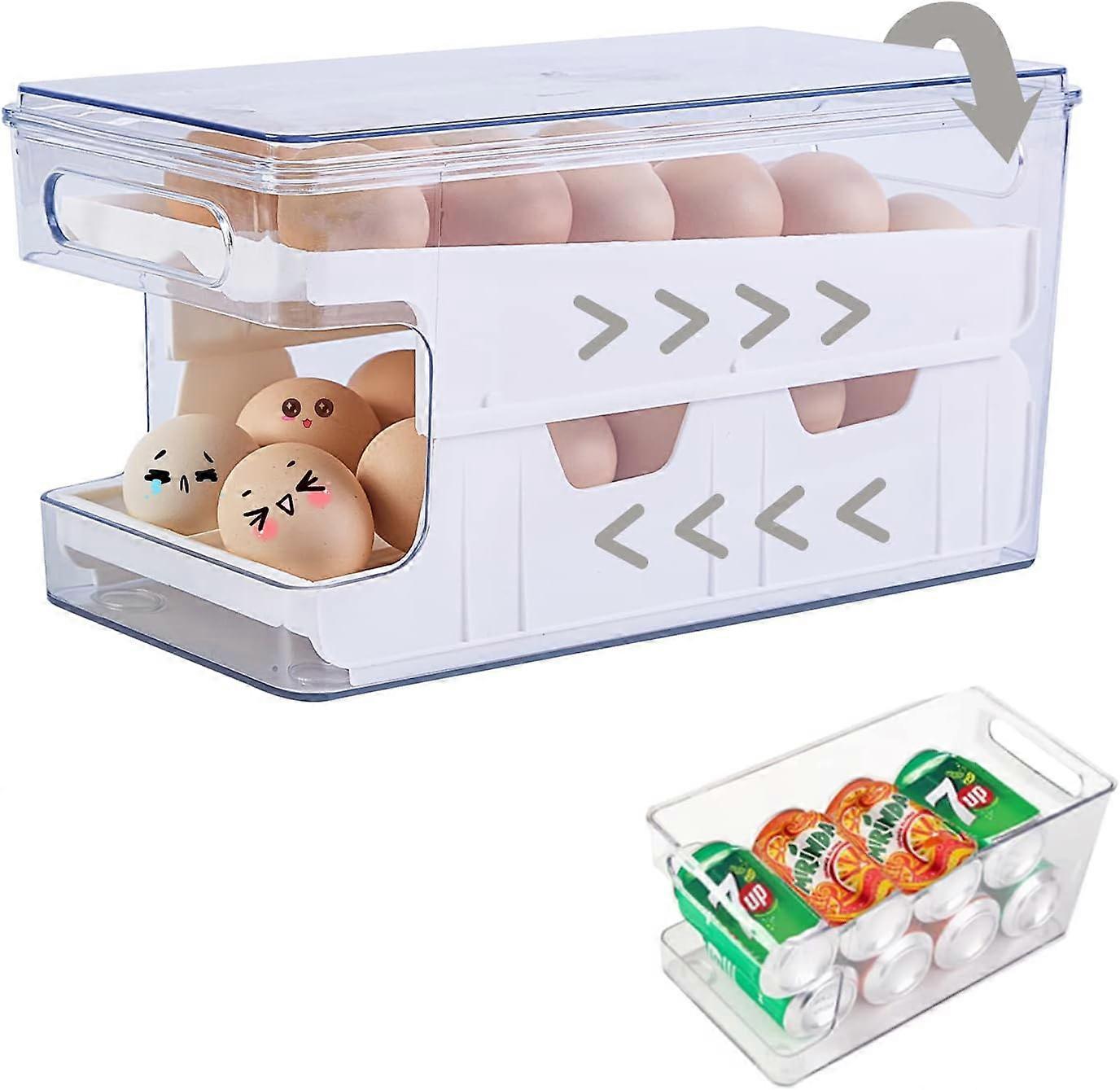 Eggholder for kjøleskap, egg 24 Count Organizer, Deviled eggbeholdere med lokk