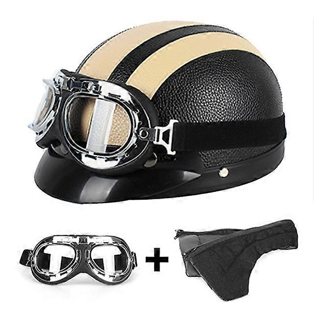 Motorcycle Helmet Men Women Open Face Half-helmet Adults Equipment Electric Bicycle Scooter With Goggles Moto Helmets Supplies