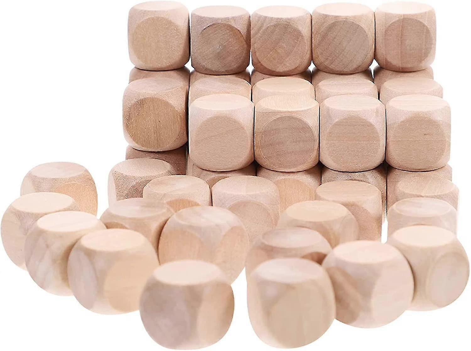 50 Pieces DIY Blank Dice Blank Wooden Dice Cubes Wooden Playing Dice Unpainted Empty Wooden Dice, Empty Wooden Dice to Paint, Label, DIY or Decorate (