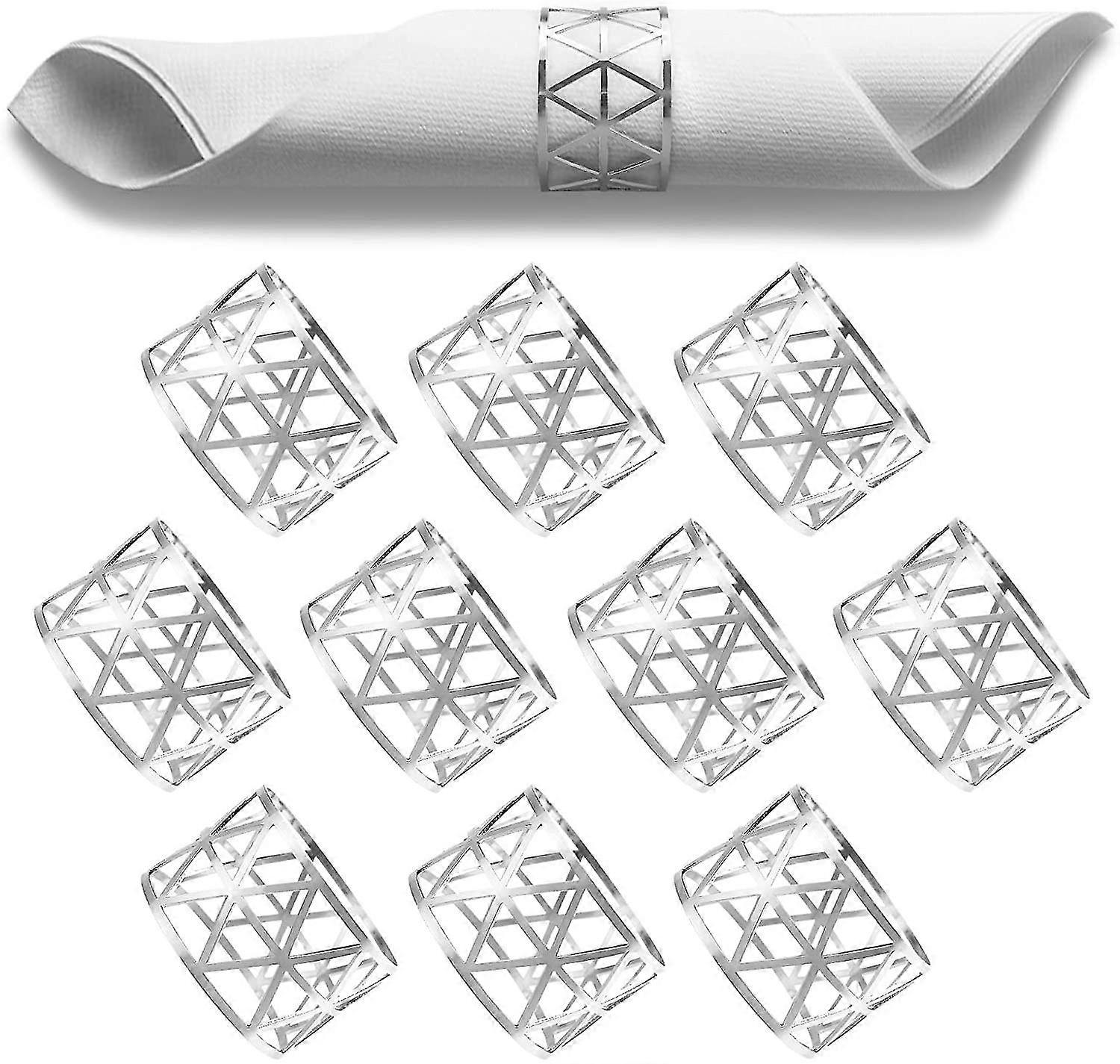 Serviettenringe Silber, 10 Stück Aushöhlen Metall Serviettenringe, Universal Serviettenringe Set, Serviettenhol