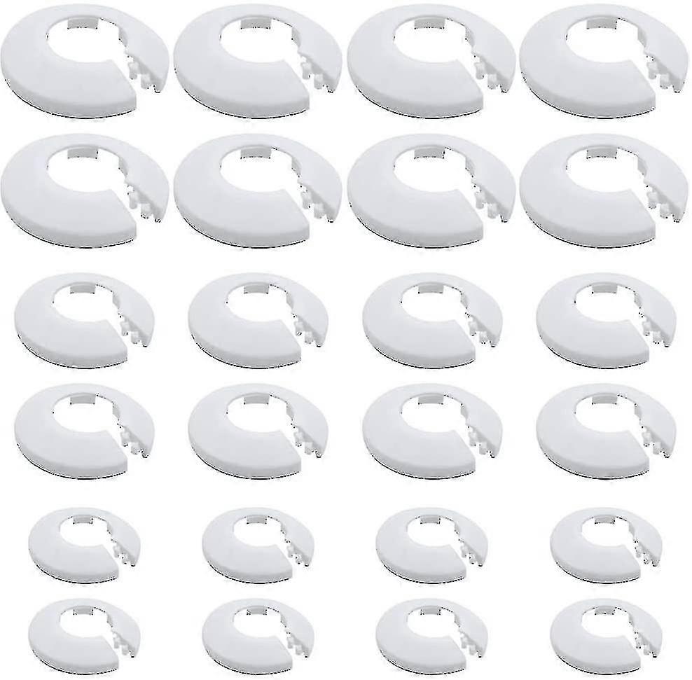 (24 Pieces) Pipe Collars White Plastic Radiator Pipe Covers Wall Flange Easy