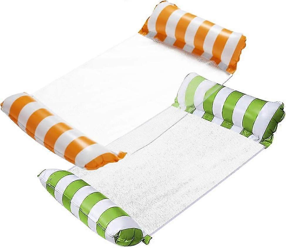 Pool Hammock, 2 Piece Floating Hammock Inflatable Reclining Floating Bed 4 In 1 Portable Foldable Floating Hammock Ultralight Floating Hammock, Orange