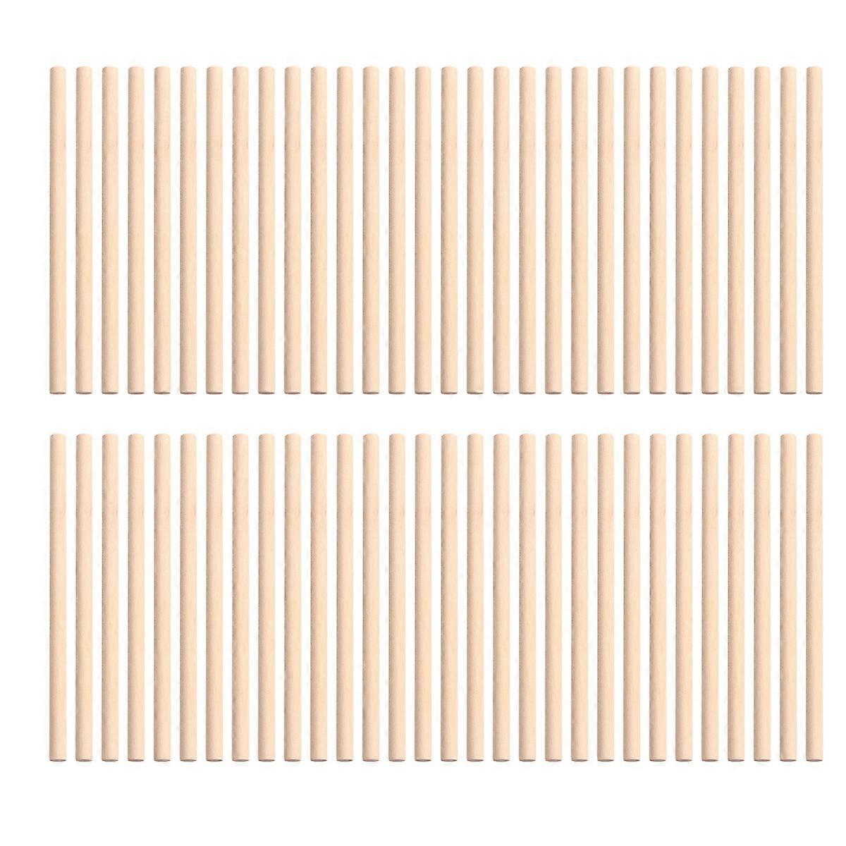 100pcs מוטות דיבל עגולים מעץ מקלות מלאכה לעיבוד עץ DIY מודל בניין צעצוע מודל ביצוע חומרים (10 x 0.5 ס"מ)