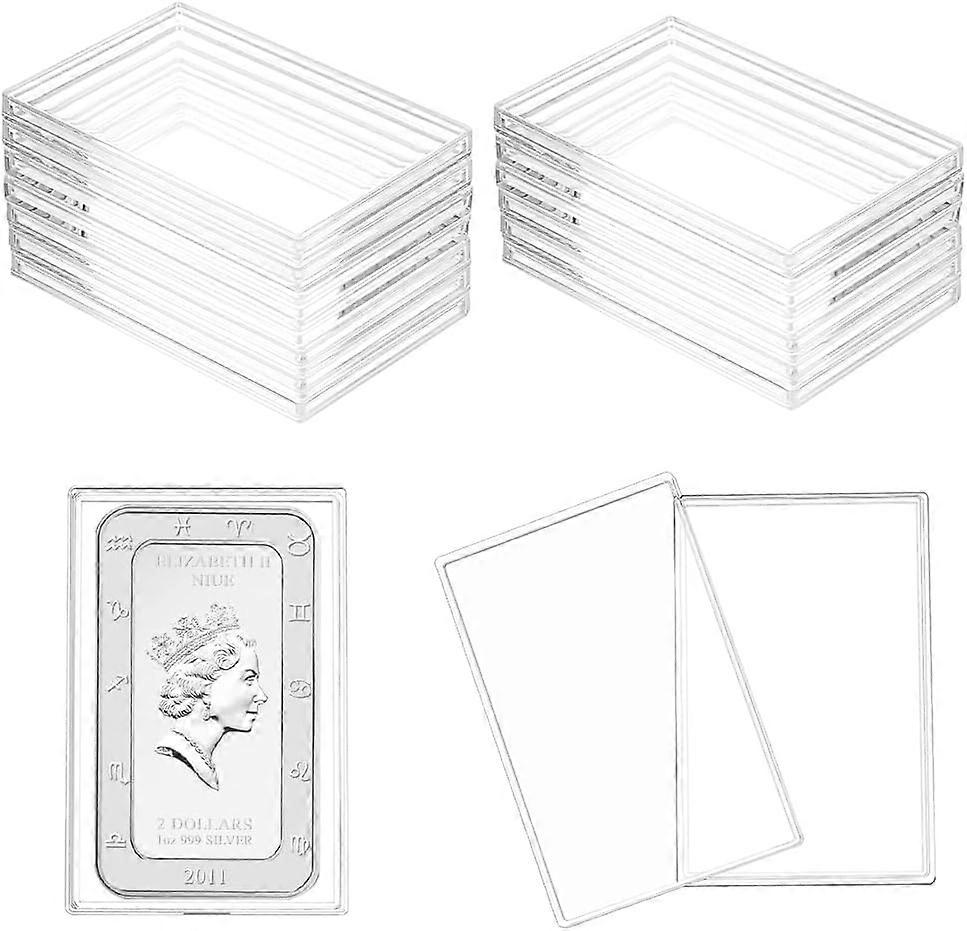 Rectangle Transparent Acrylic Silver Bar Gold Bar Storage Cases Air-Tite Capsule Storage Holders Clear 5.6x8.6x0.65cm Inner Diameter: 5.3x8.35cm