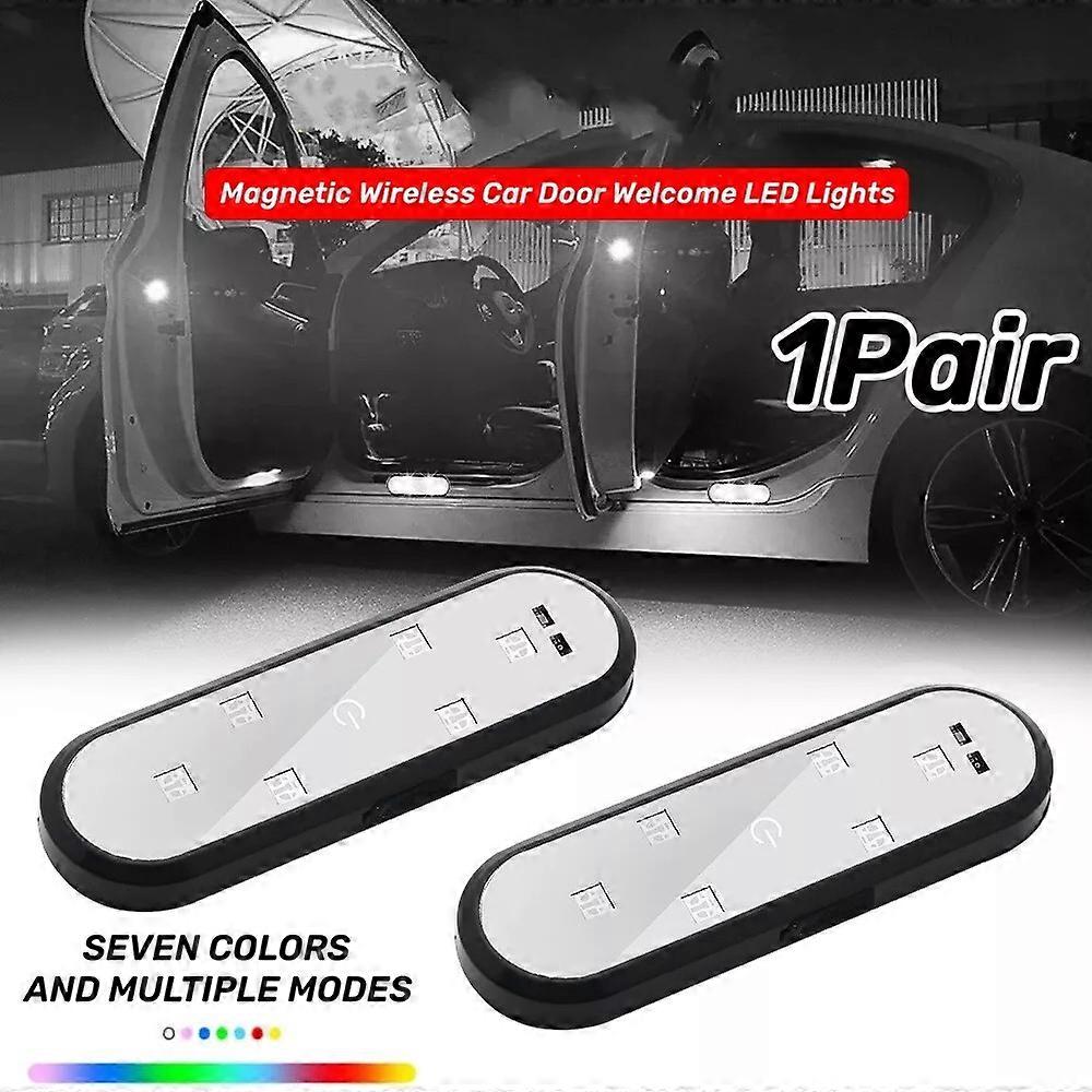 2 * Magnetic Wireless Car Door Welcome LED Lights USB Emergency Signal Lamp