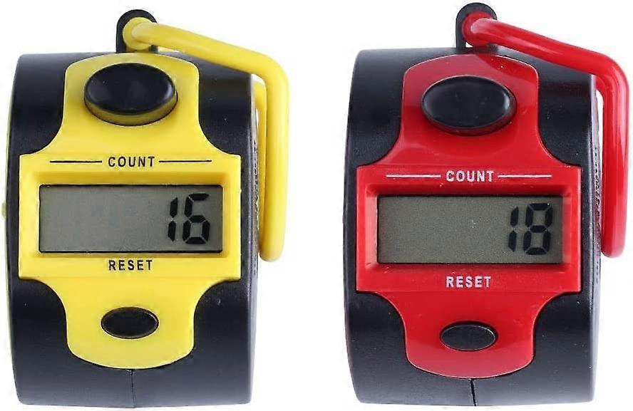 Electronic Counters (2 Pack),Manual with Ring,Handheld Golf Clicker,Buddha Number Clicker (Red+Yellow)