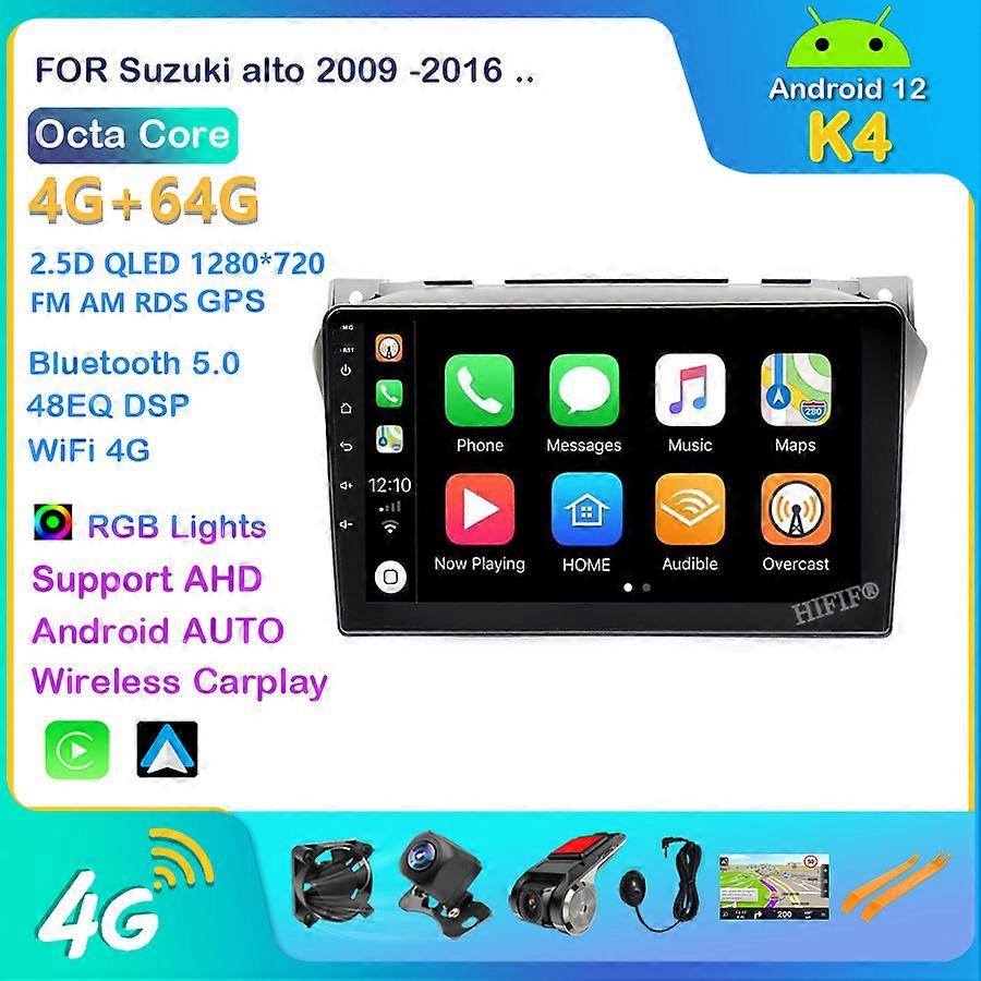 9 inch Android 12 Car Multimedia Player For Suzuki alto 2009 2010 2011 2012 2013 2014 2015 2016 Quad-core GPS Wifi