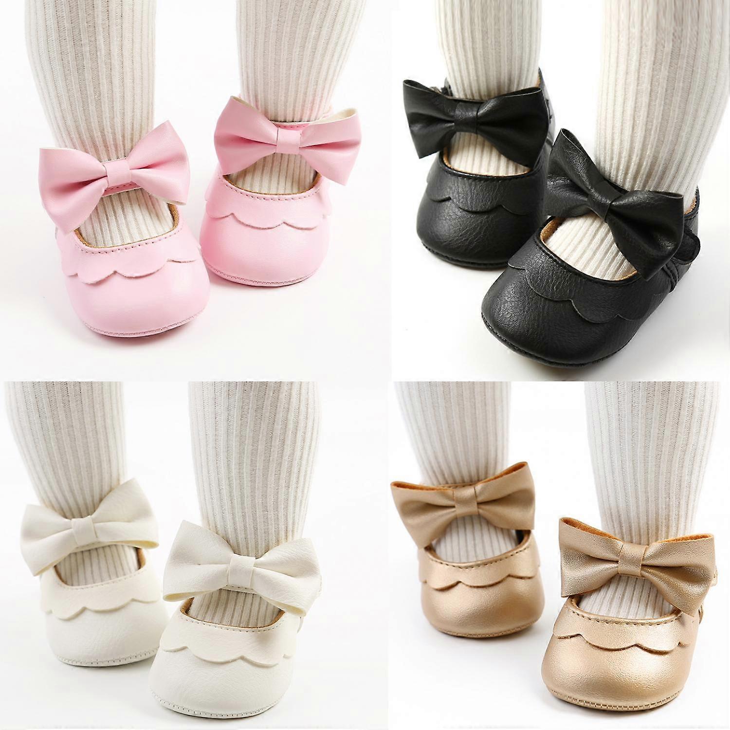 Baby Girl Mary Jane Flats Dress Shoes - Infant Newborn Shoes Anti-Slip Soft PU Leather Party School Wedding Princess Baby Girl Shoes -GSL