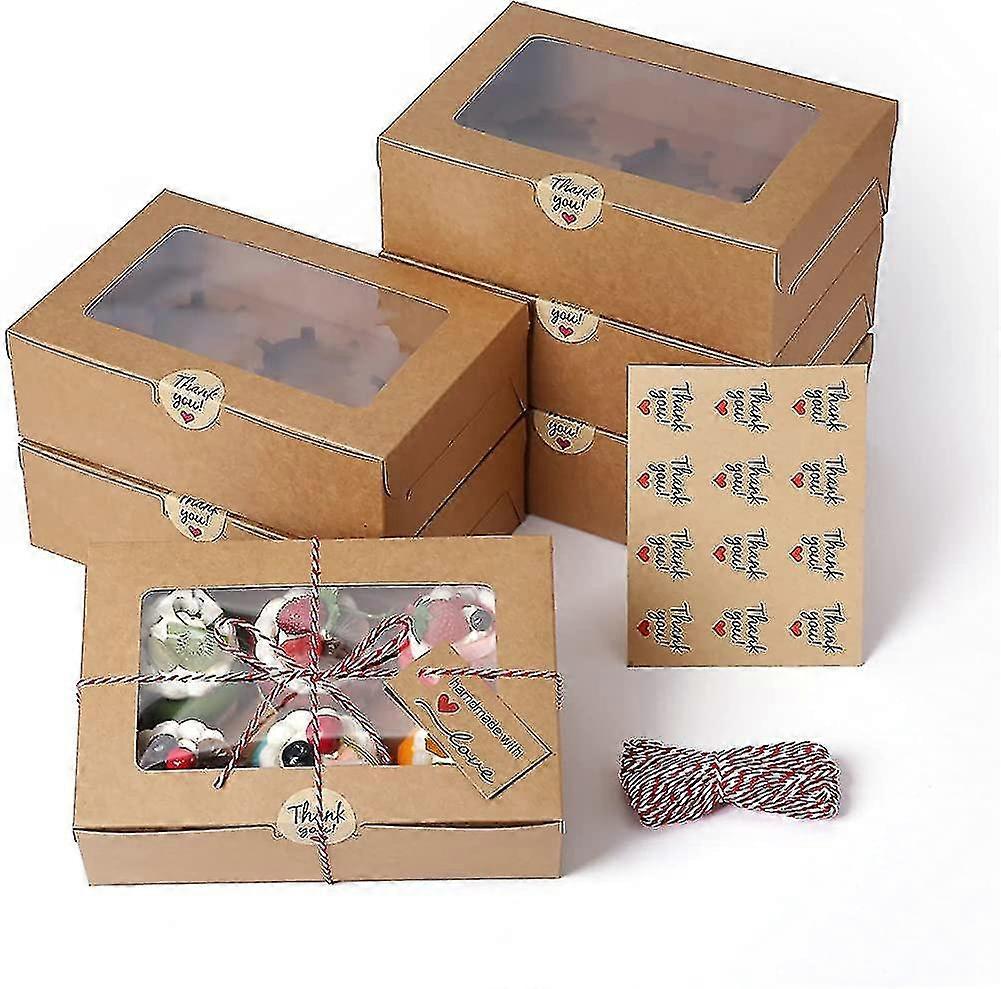 15 Sets Cupcake Boxes And Rope With Window And Inserts 6 Holders For Mini Cakes