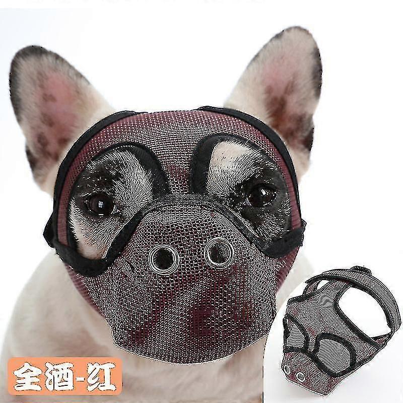 Short Snout Dog Muzzles,bulldog Muzzle Adjustable Breathable Mesh Dog Muzzle For Briting Chewing Xinda