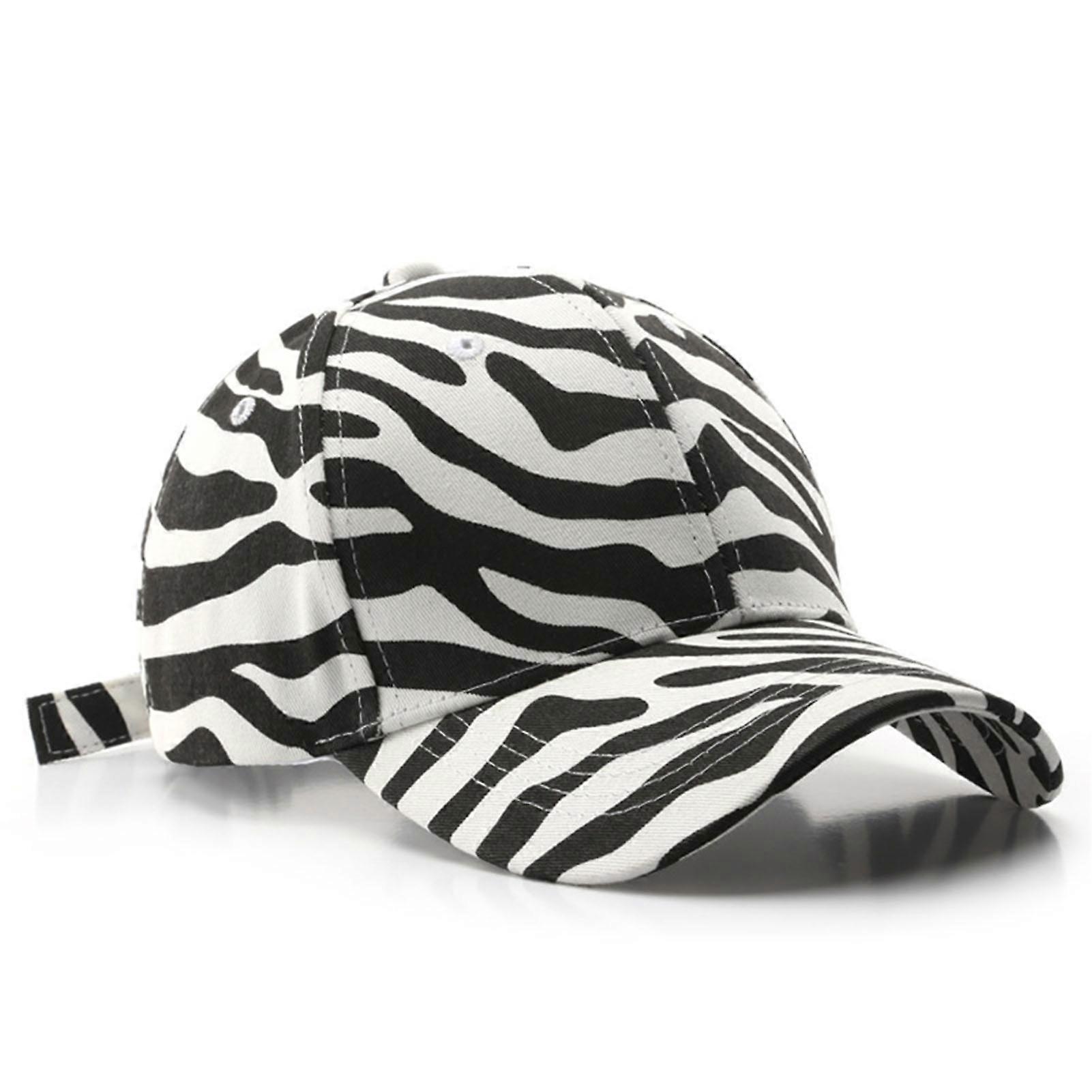 Zebra Print Extended Brim Baseball Cap All Seasons Adjustable Buckle Sunscreen Unisex Cap for Running