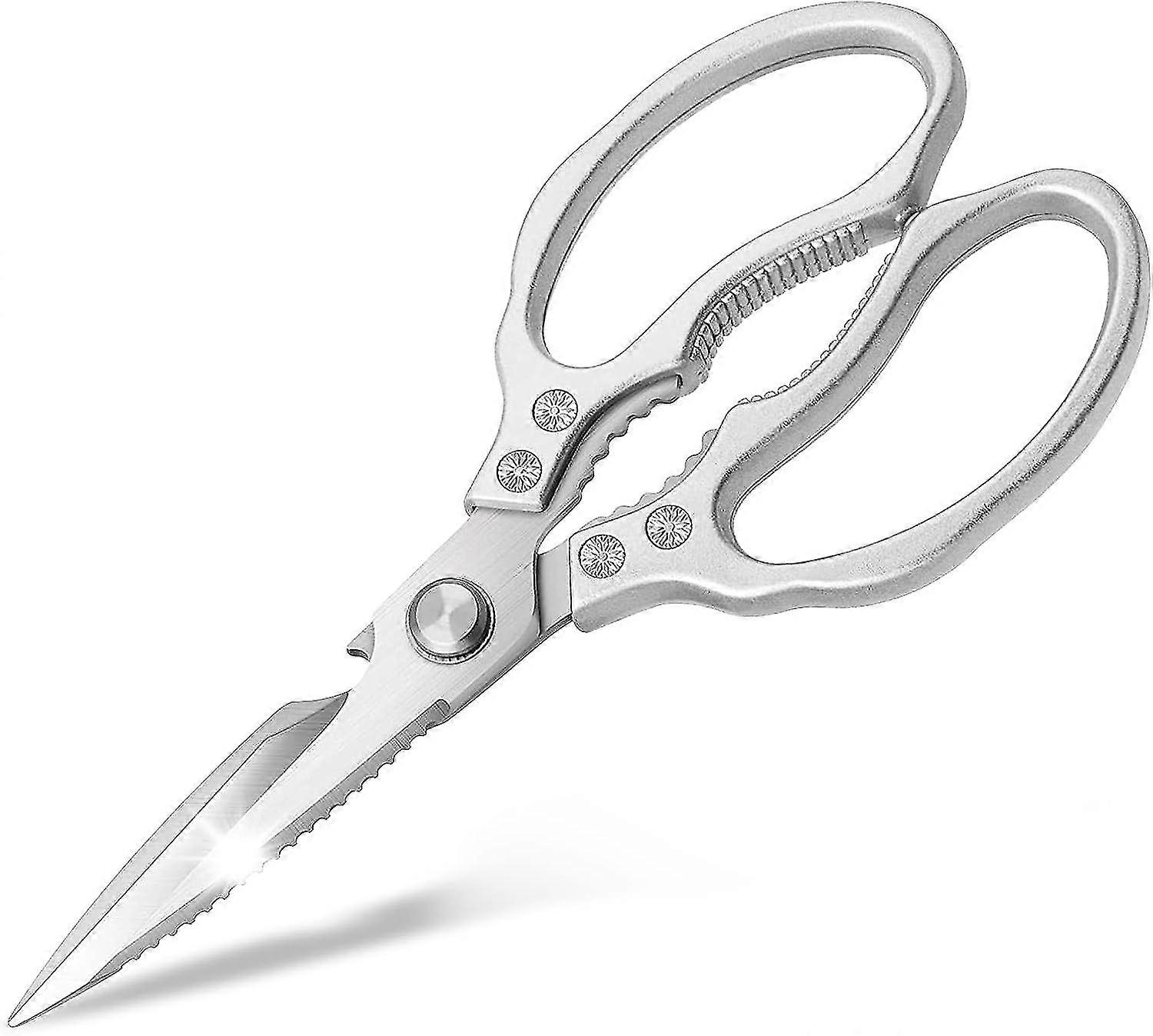 Kitchen Scissors, Heavy Duty Kitchen Scissors, Sharp, Stainless Steel Multi-function Scissors For Chicken, Poultry, Fish, Meat, Vegetable, Herbs, Silv