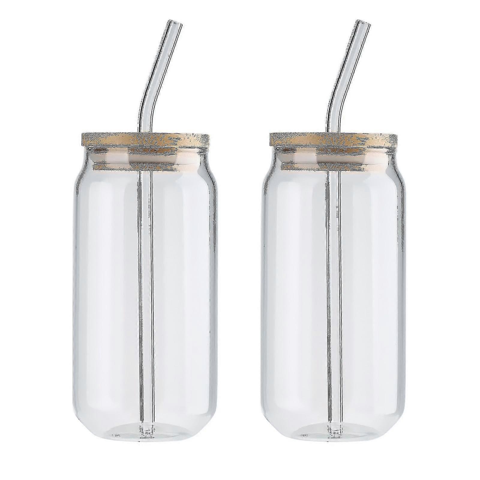 Glass S With Lids And Straws 2pcs Set, Reusable Accessories Glassware