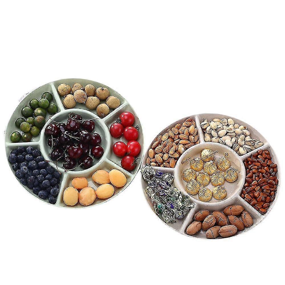 2 adet 6 bölmeli Gıda Depolama Tepsisi Kuru Meyve Atıştırmalık Tabağı Meze Servisi