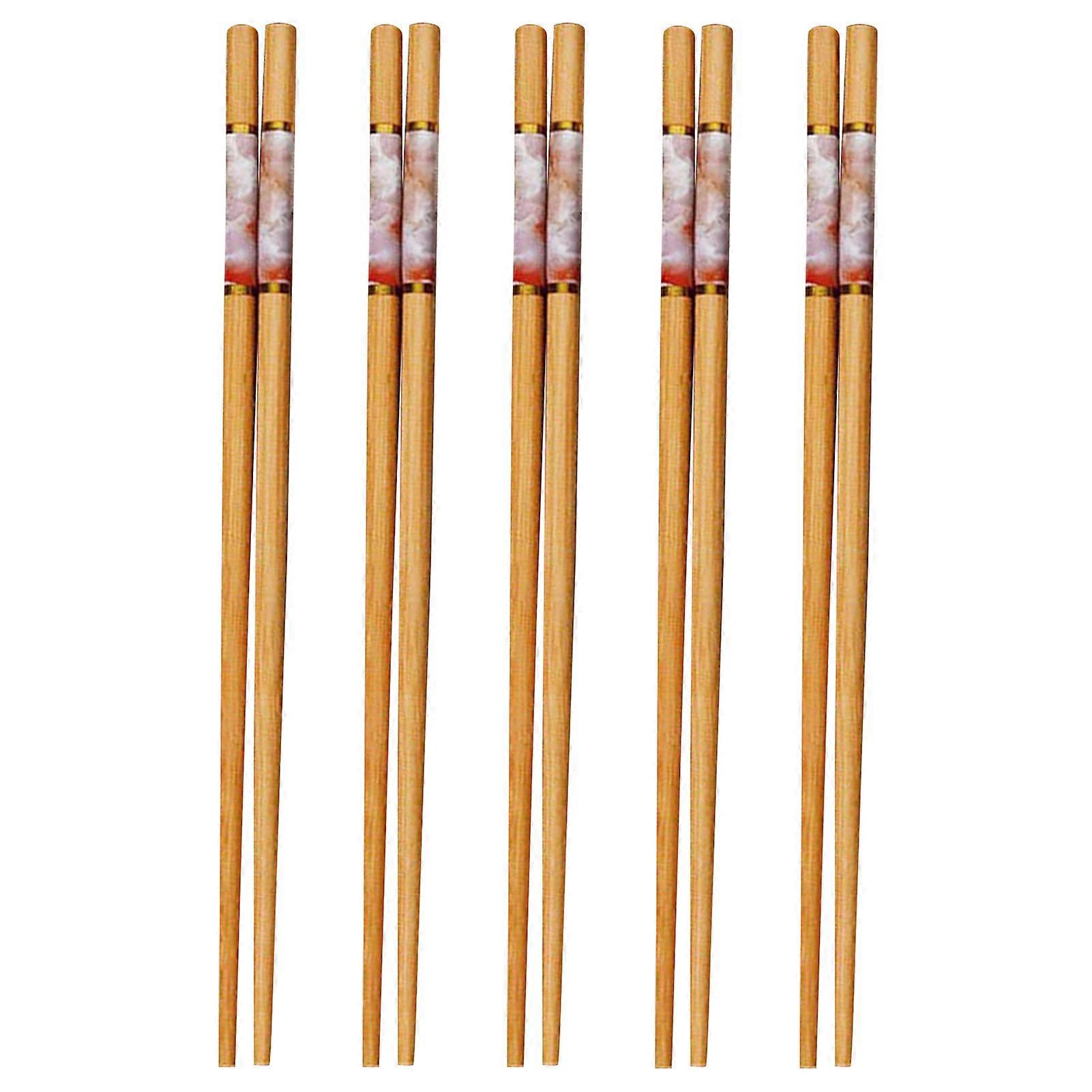 5 Pairs Chopsticks Reusable Non-slip Bamboo Heat Insulated Cooking Chopsticks for Dinning Table