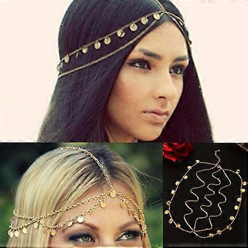 Women's Bohemian Circle Sequin Decor Multi-Layer Head Chain Head Piece Jewelry