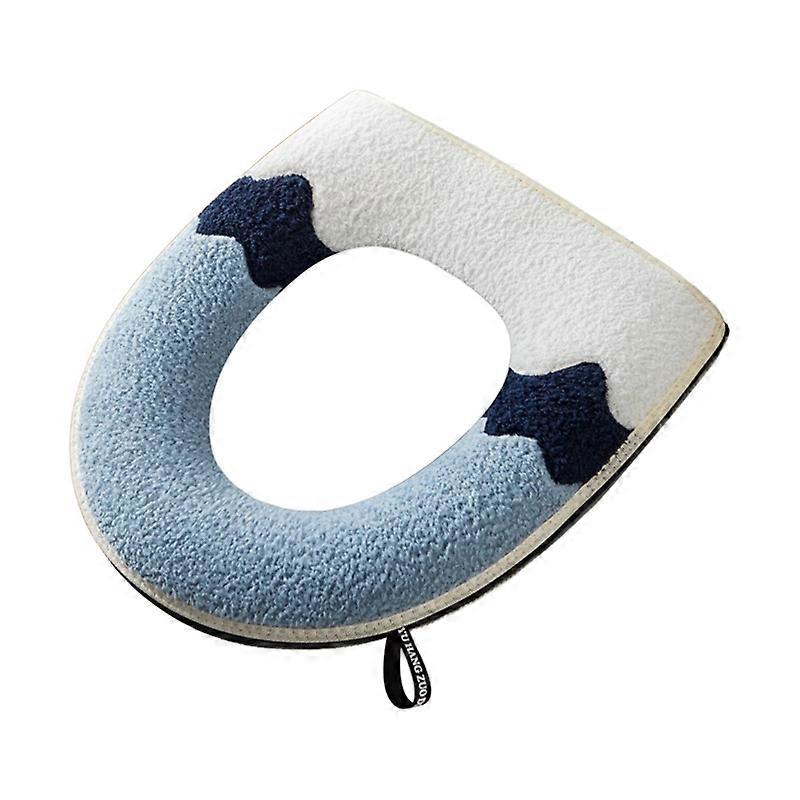 Toilet Seat Cover Ultra Soft Keep Warm Winter Color Matching Plush Zipper Closestool Mat with Handle for Hotel JIKAIX