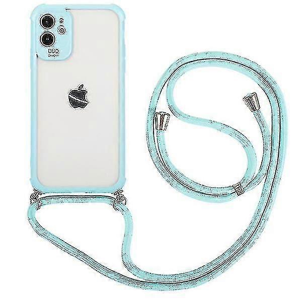 Strap Cord Chain Lanyard Phone Case For Iphone 12 11 Pro Max Hang Transparent Cover Blue