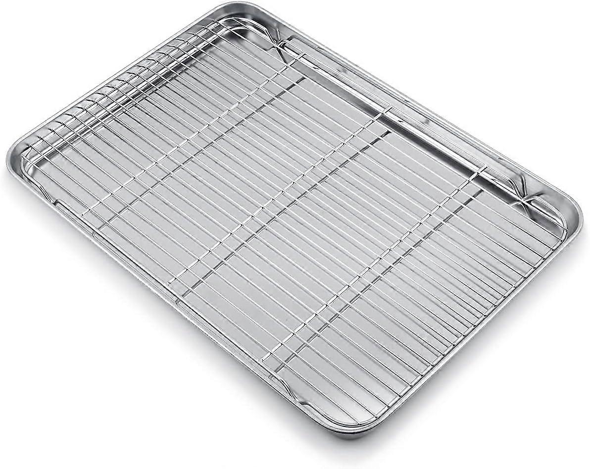 Baking tray with cooling grid, stainless steel Rectangular baking pan Oven tray and cooling grid for baking 40.5 * 30.5 * 2.5cm baking tray