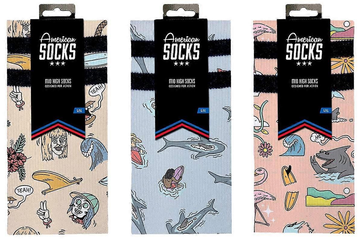 American Socks Stinky Surfer Gift Box Socks - Yellow/Blue/Peach