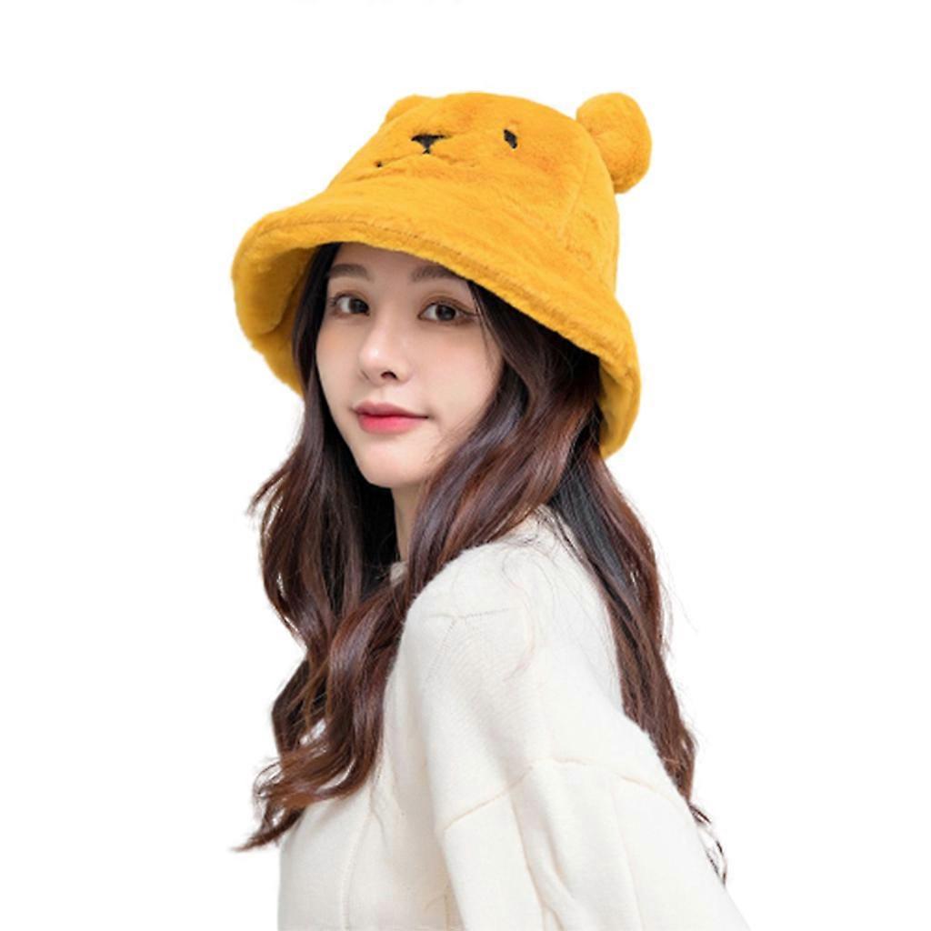  Bucket Hat for Adult Animal Ear Shape Foldable Winter Keep Warm Hat Windproof