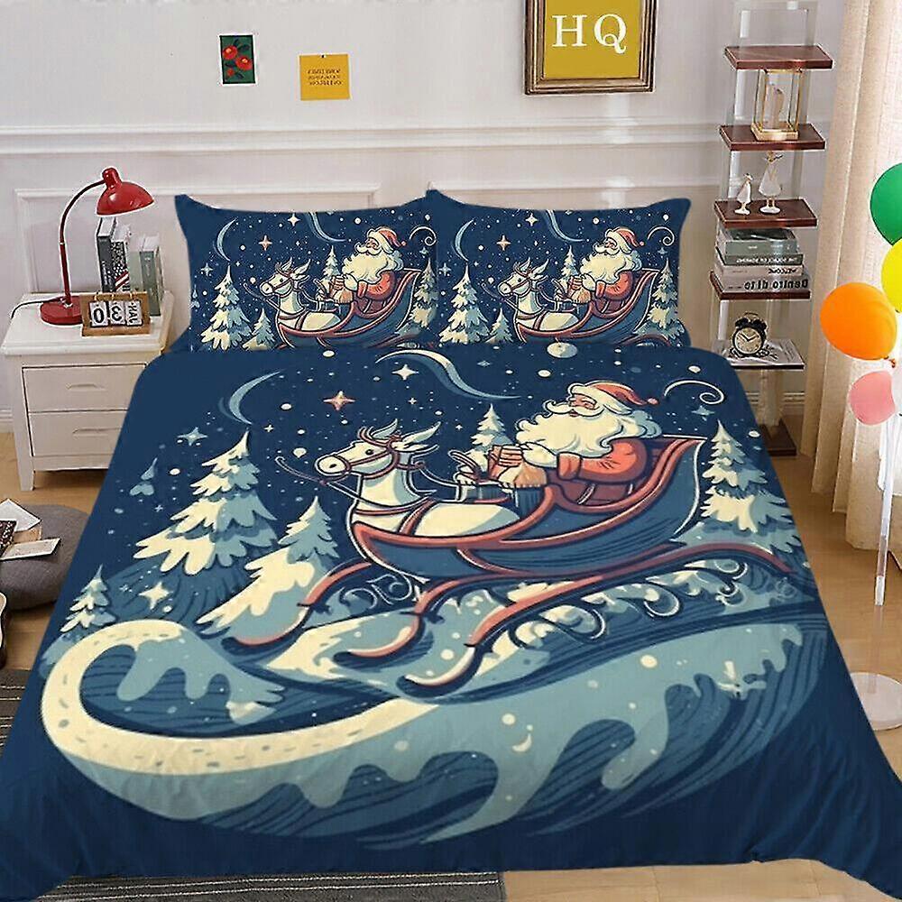 v934 Bed Sheets Christmas Eve Gifts Santa Claus Reindeer Duvet