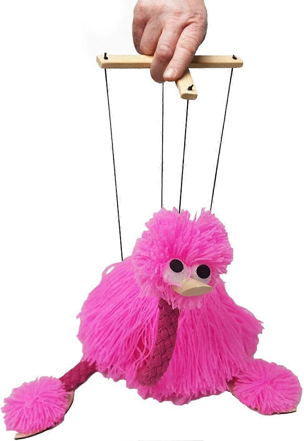 Puppet On Strings, Handmade Ostrich Marionette Puppets , Parent-Child Interactive Educational Props For Children Kids , Pink