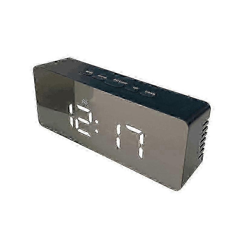 Led Mirror Alarm Clock Digital Snooze Table Clock Wake Up Light Electronic Large Time Temperature