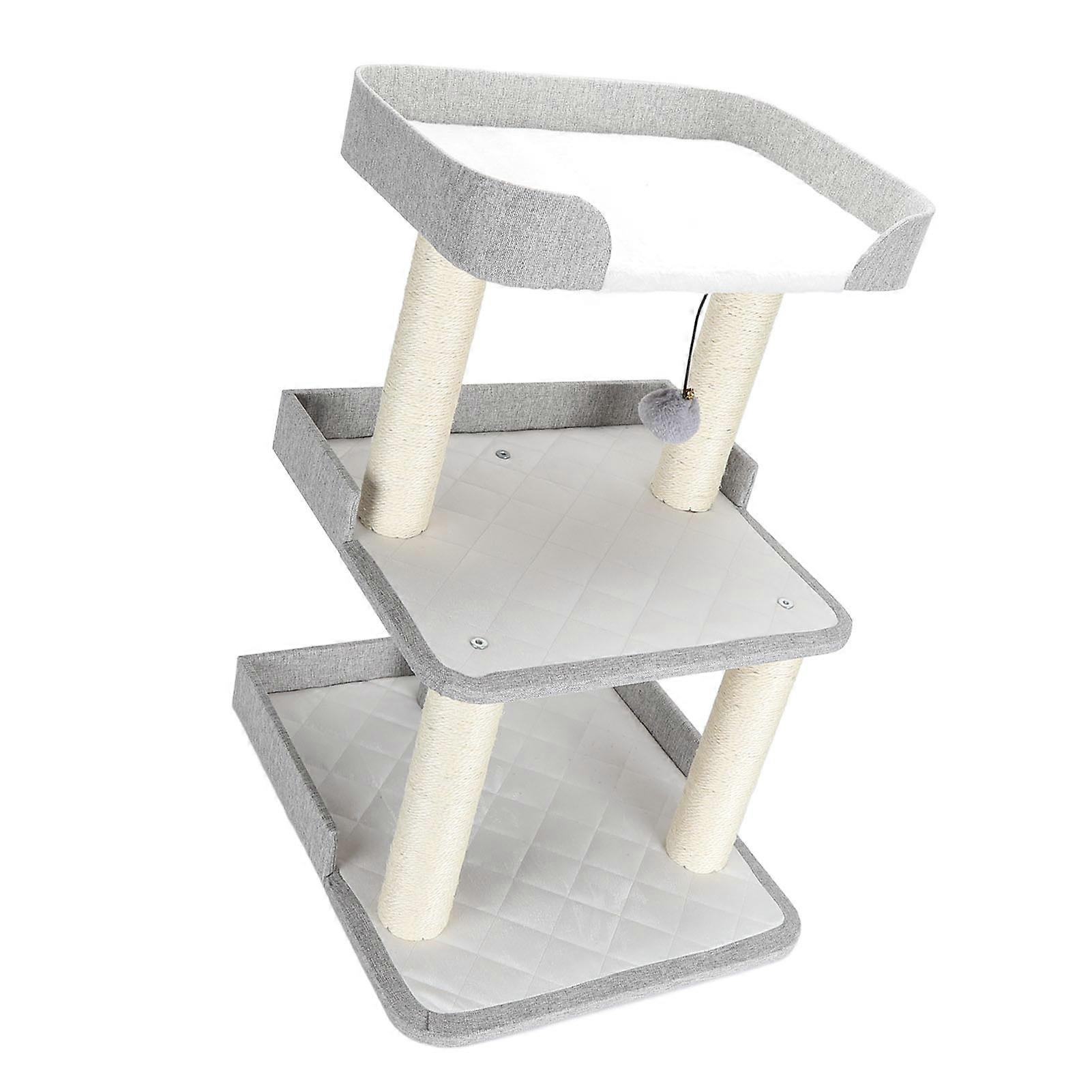 Cat Tree Tower 3 Layers Stable Scratch Resistant Multifunctional Cat Bed Climbing Frame for Autumn and Winter