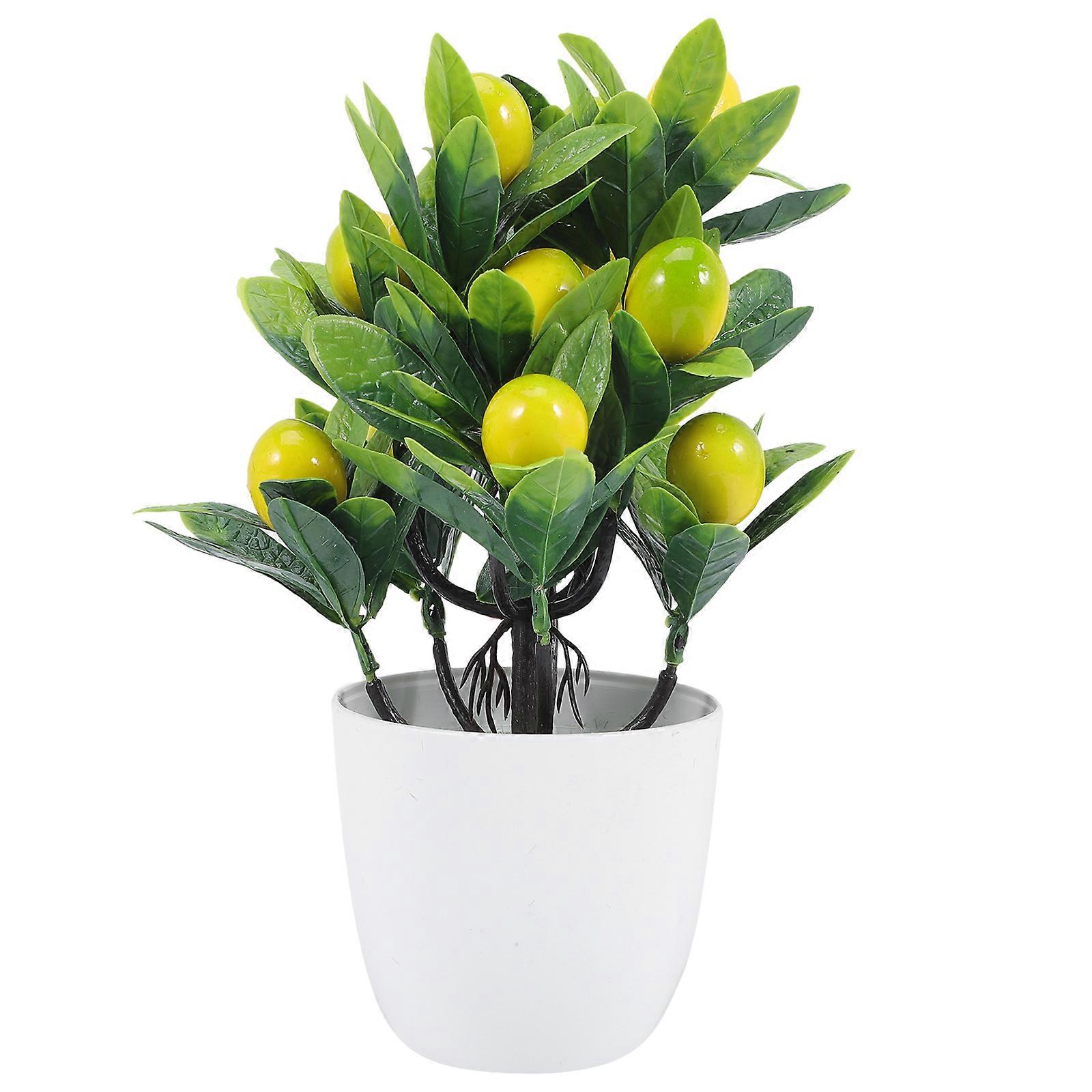 Artificial Lemon Tree Potted Plant Decor Artificial Fruit Lemon Tree Bonsai