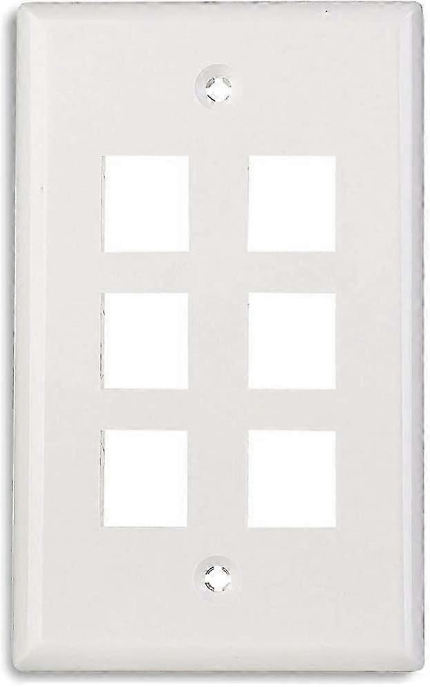 White Plastic 6 Port Trapezoidal Switch Panel Wall Plate 5Pcs