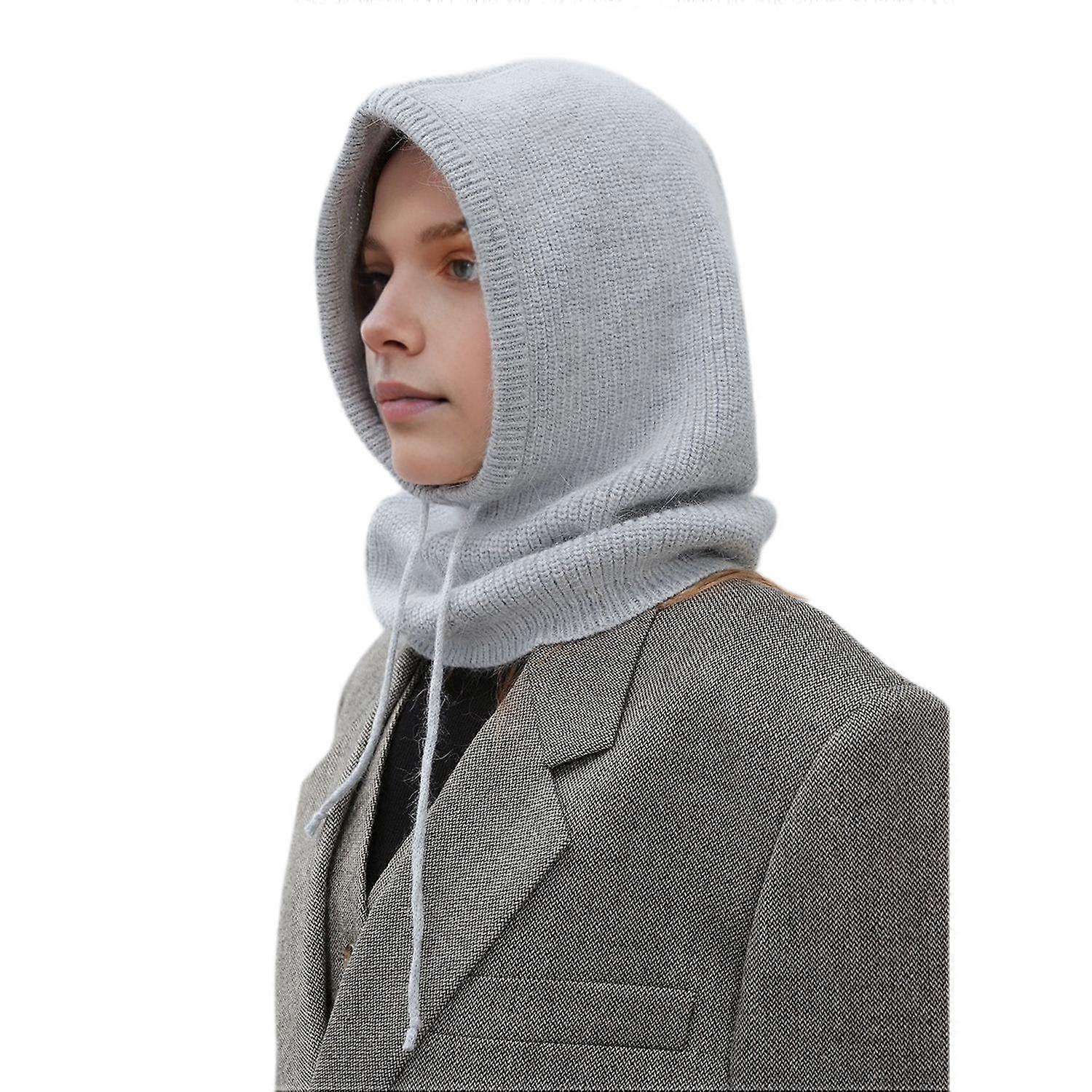 Winter Cap Knitted Adjustable Drawstring Neck And Ear Protection Solid Color Warm Unisex Autumn
