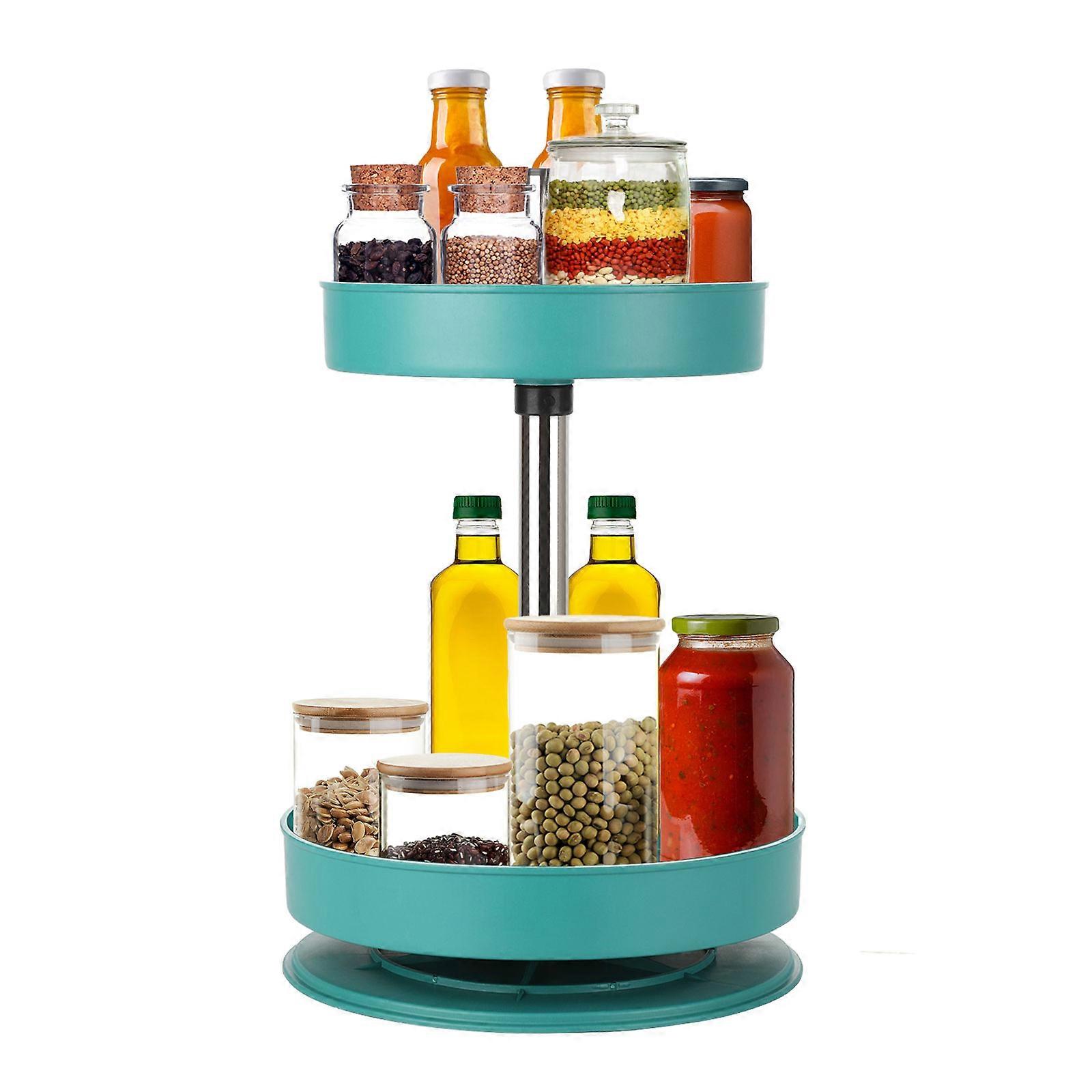 Kitchen seasoning shelf, two-layer rotating storage shelf, household cosmetics snacks condiment storage rack, multifunctional