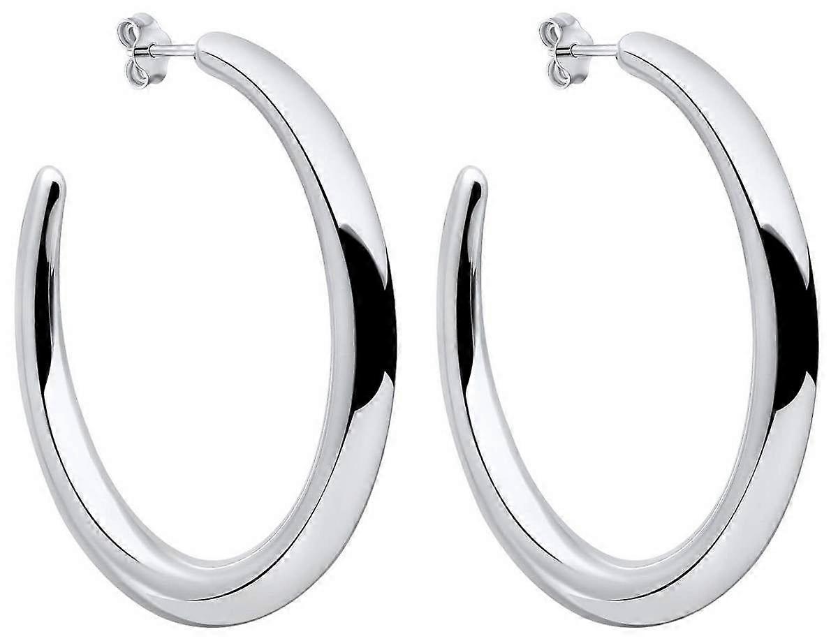 Beginnings Polished Chunky Hoop Earrings - Silver