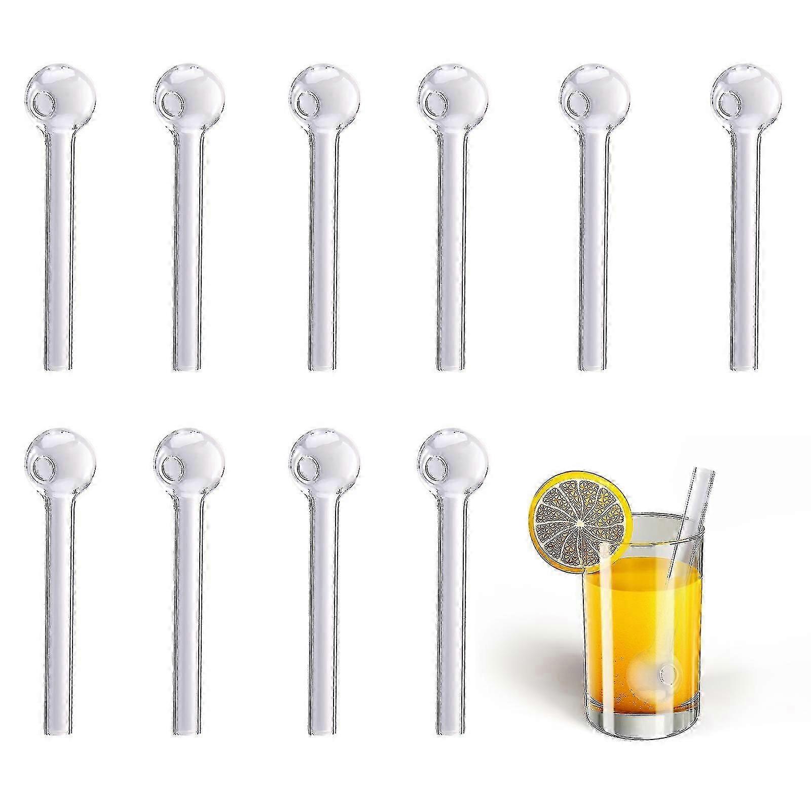 10 Pcs Glass Pyrex Drinking Straws Pack Round Head Design Reusable Ecofriendly