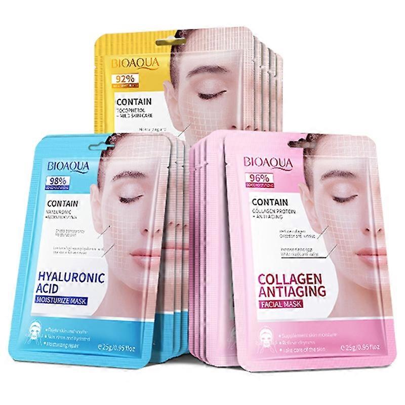 10片BIOAQUA透明质酸视黄醇胶原蛋白面膜保湿亮肤保湿面部M