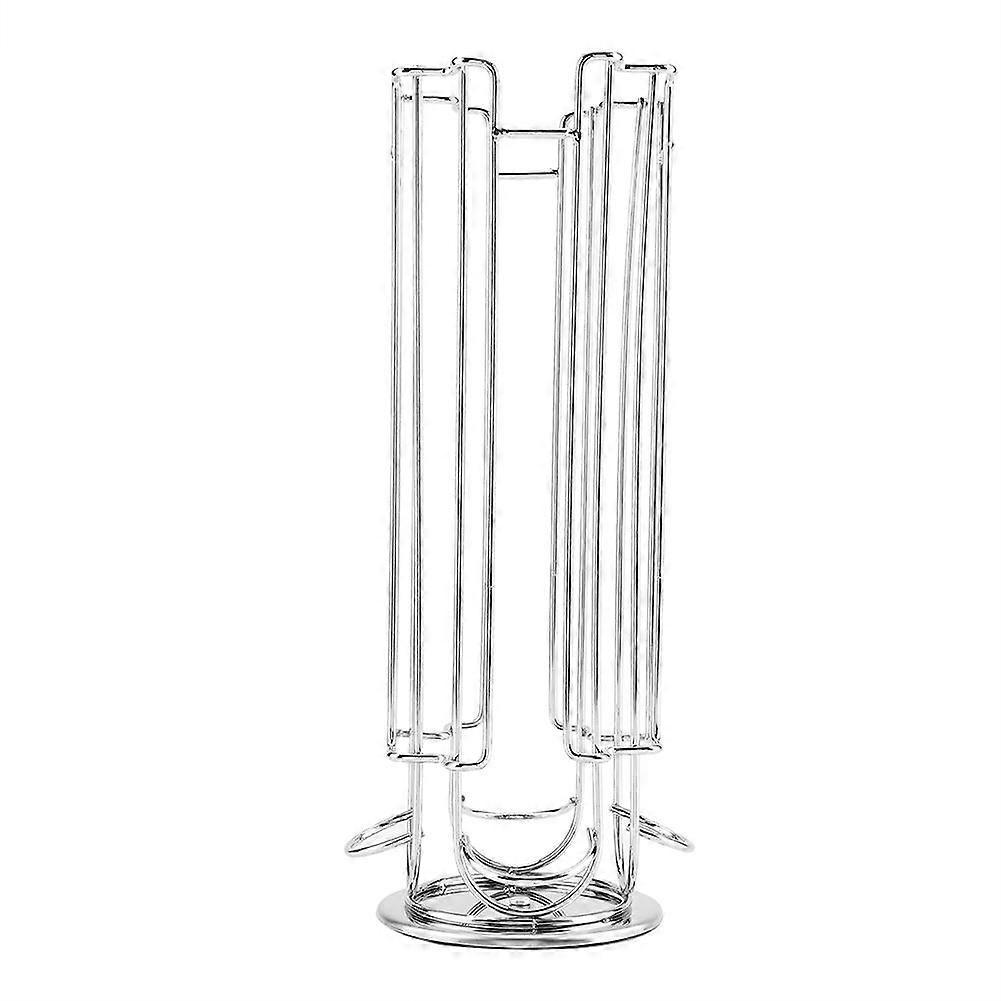 Chrome Plated Metal Coffee Capsule Holder 24 Pods Storage Rack Rotating Stand Display Shelf