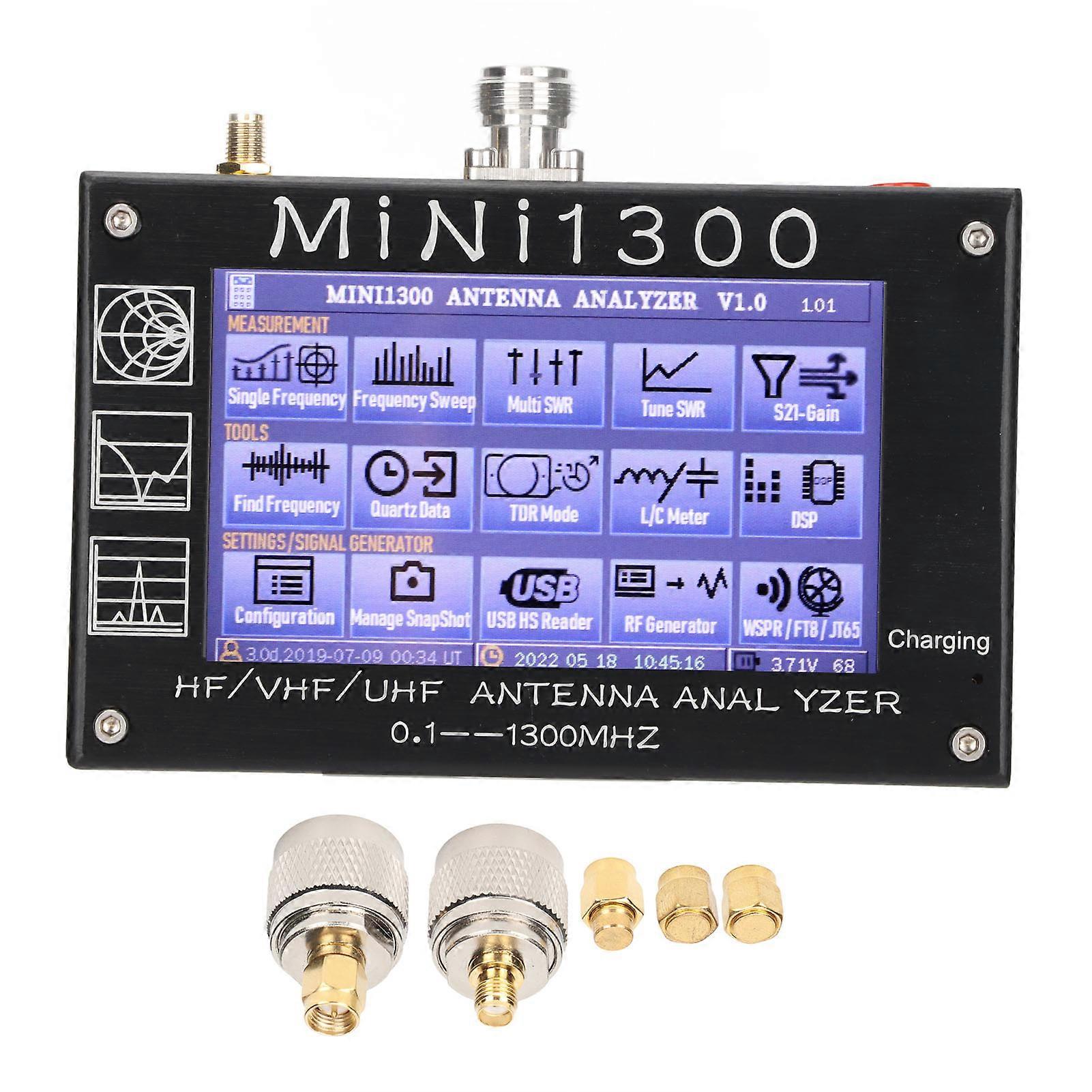 Vector Network Analyzer 0.1 to 1300mhz HF VHF UHF 4.3in LCD Touch Screen Antenna Analyzer with 3700mAh Battery Memory Card