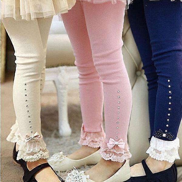 nytt mode 3T till 11T barn flickor vår höst spets trim lotusblad leggings