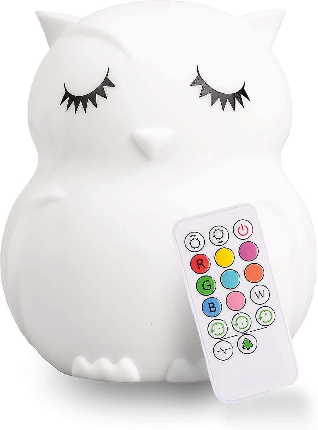 Owl Kids Night Light, Hable Nursery Light For Baby And Toddler, Silicone Led Lamp, Remote Operated, Usb Rechargeable Battery, 9 Available Colors, T,62