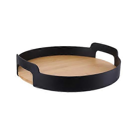 Serving Tray Multi-function Convenient Bamboo Panel PP Plastic Coffee Tea Serving Food Storage Plate for Home