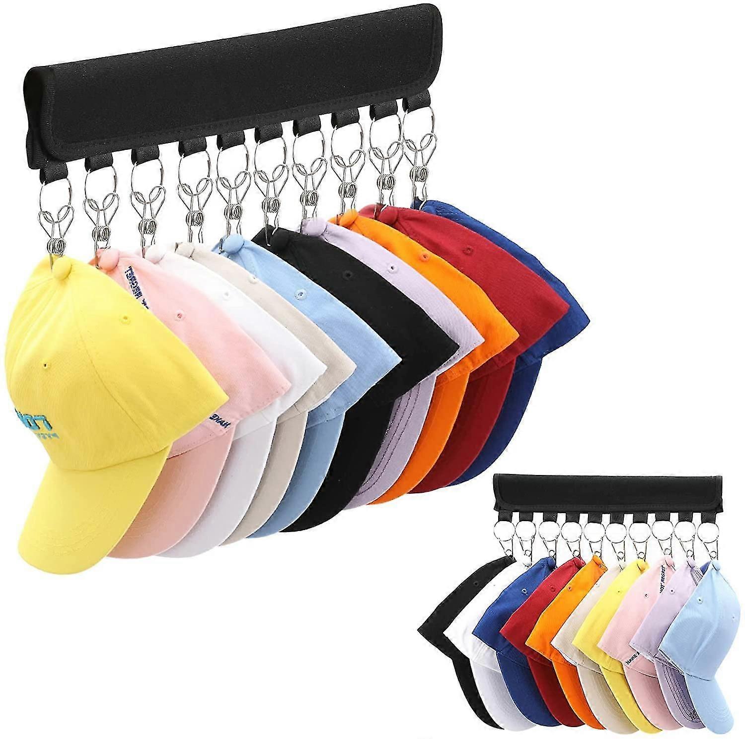 Cap Organizer Rack, 10 Baseball Cap Holder, Hat Organizer Storage For Closet - Change Your Cloth Hanger To Cap Organizer Hanger - Keep Your Hats Clean