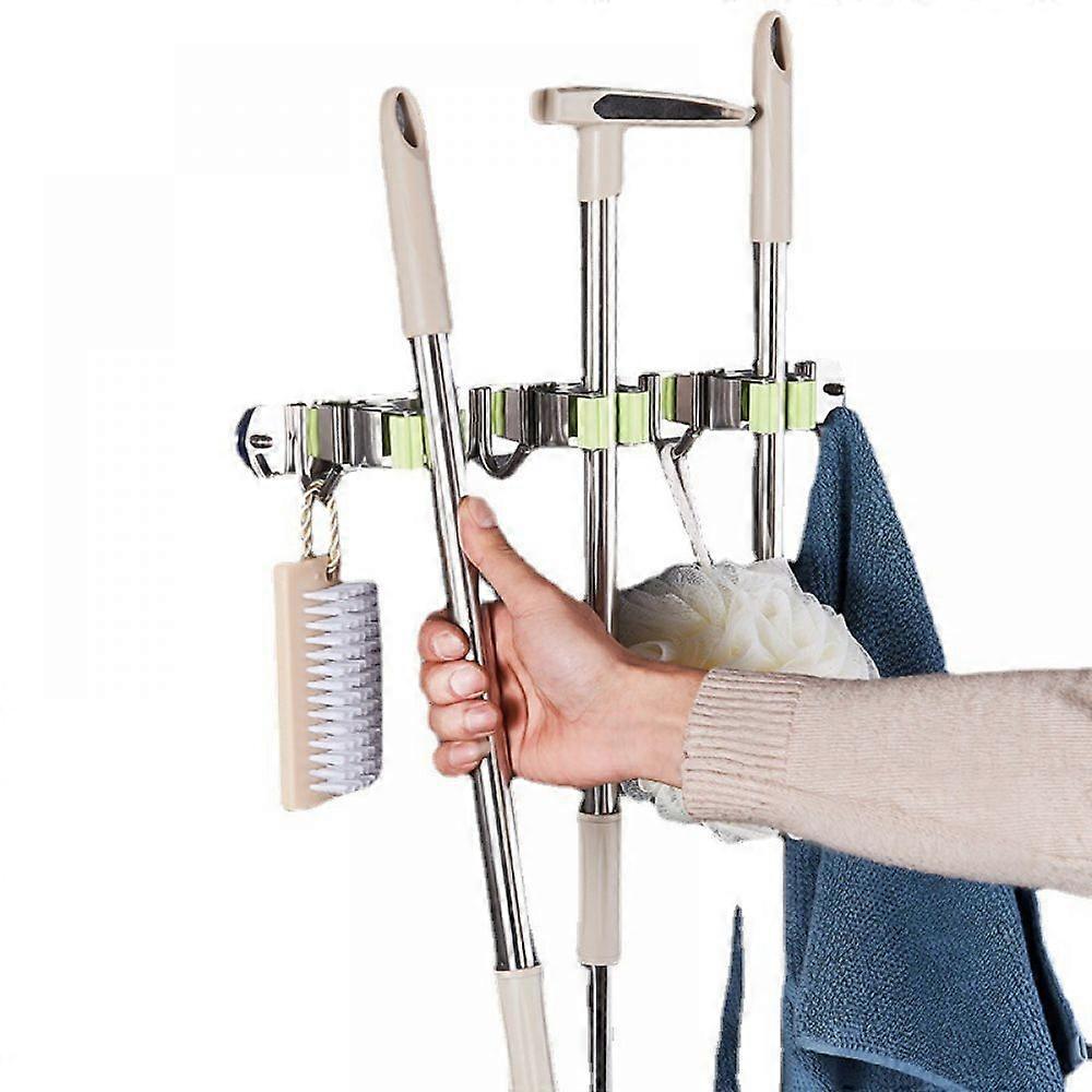 1pcs mop rack storage rack 5 clips 4 hooks---black wheel