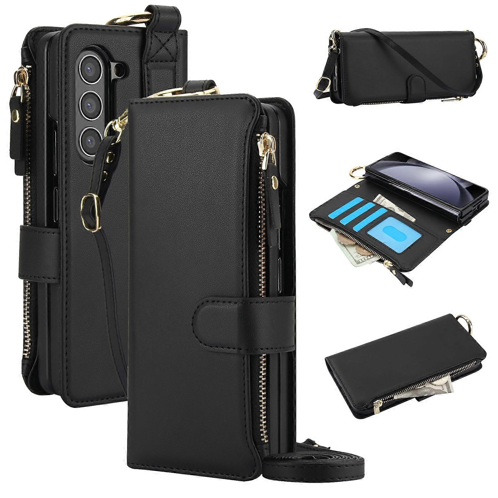 Crossbody Ring Multifunctional Wallet Fold Leather Phone Case