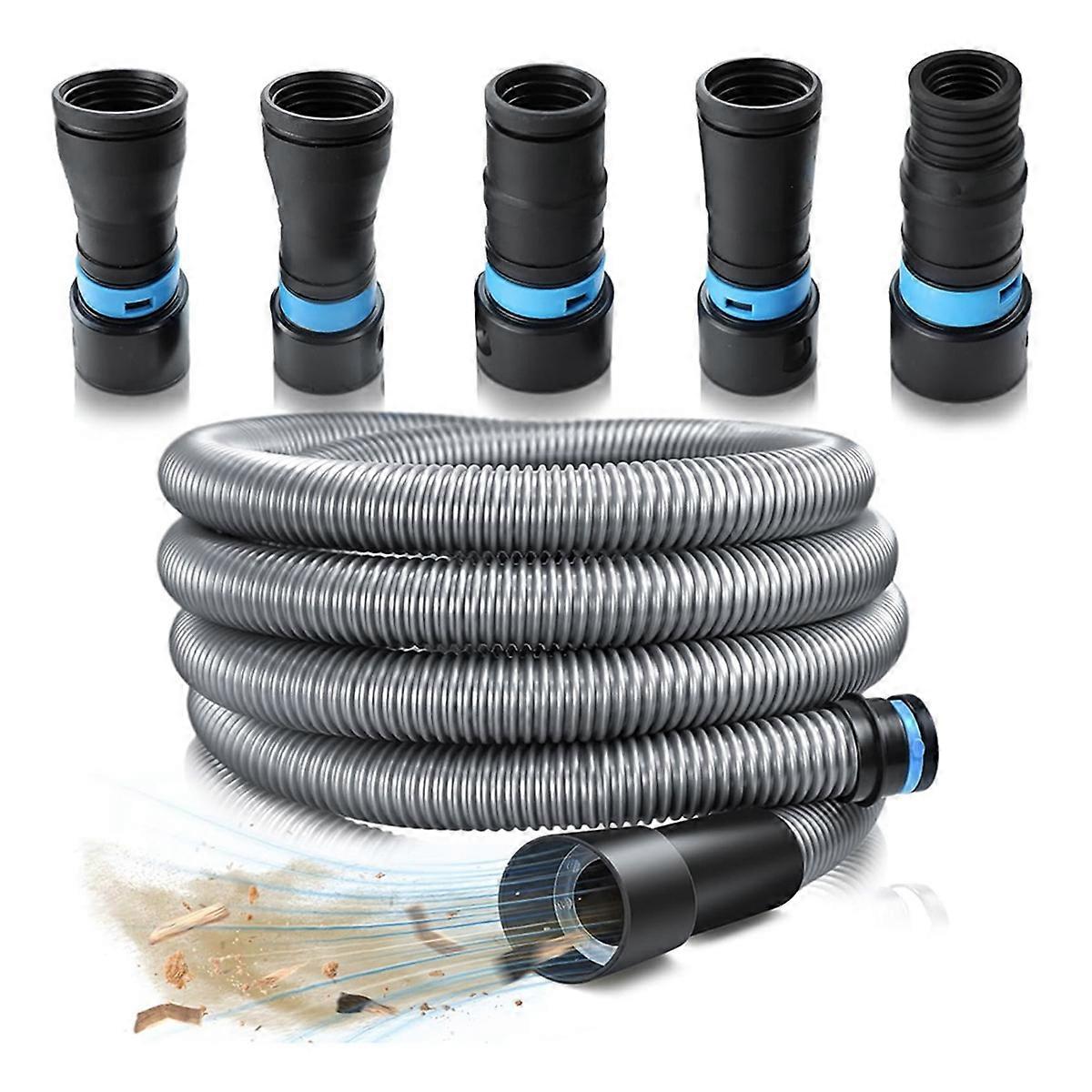1 1/4 Inch X 10 Feet Dust Collection Hose Kit for Home and Vacuums System with 5 Adapters of Woodwo
