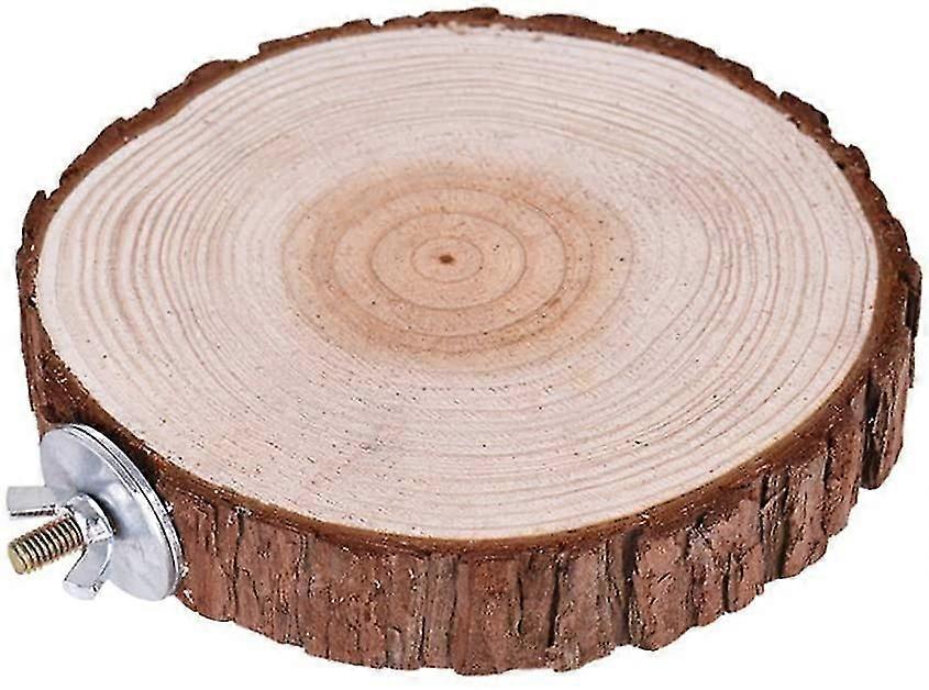 Round Wooden Springboard Bird Parrot Perch Platform Stand Rack Toy Small Animals