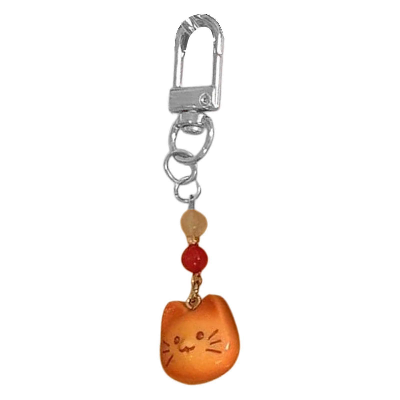 Cat Mobile Phone Charm Fashion Keychain Resin and Alloy Texture Lightweight Accessory Suitable for Bag Key Decoration orange cat