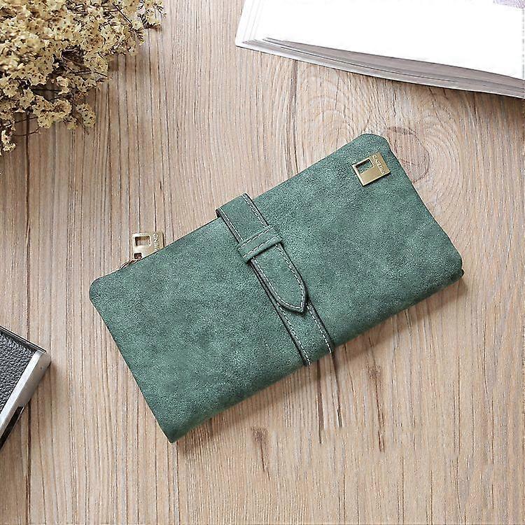 محافظ نسائية من الجلد الأصلي ، محفظة مخلب بسحاب ضئيلة ثنائية الطي متعددة الوظائف ، حامل بطاقة سعة كبيرة -5